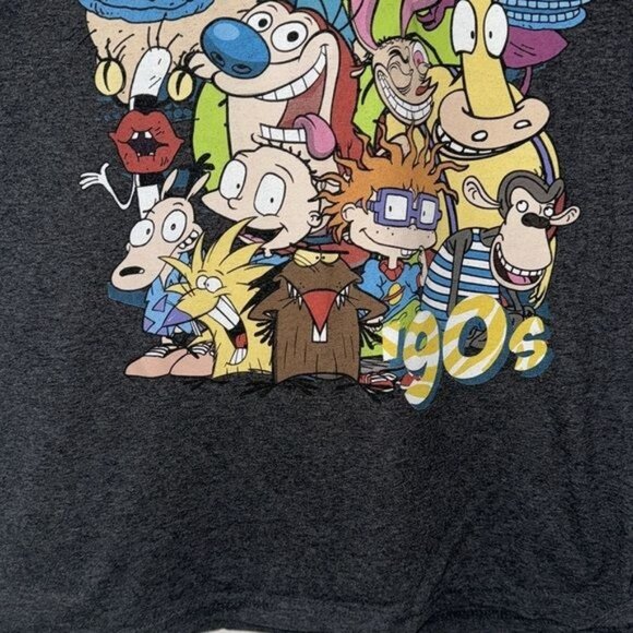 Nickelodeon Made In The 90s Graphic T-Shirt M Rugrats Rocko Ren & Stimpy Gray Un - Picture 5 of 8